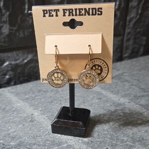 FRIENDS Gold Paw Print Earrings